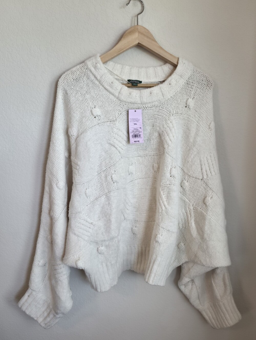 wild fable Cream Bobble Knit Batwing Crew Sweater NWT XXL